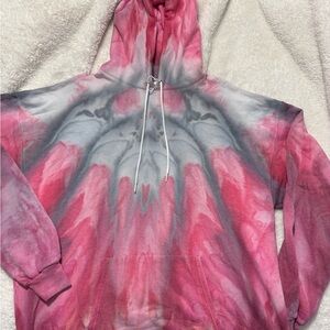 Red and Gray Tie-Dye Hoodie